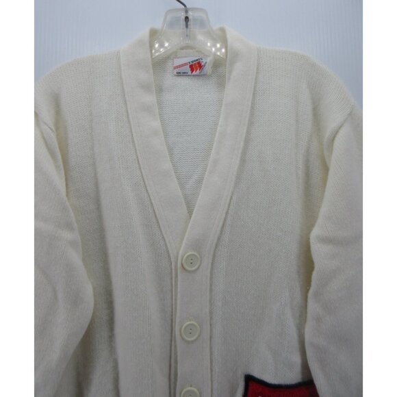 VINTAGE Letterman Cardigan Sweater Medium Cheer Team Varsity 80s USA - Picture 2 of 11